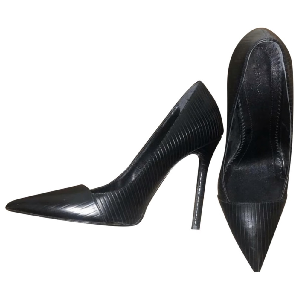 AllSaints Black Leather Pointed Toe Pumps 39/8.5 Made in Italy